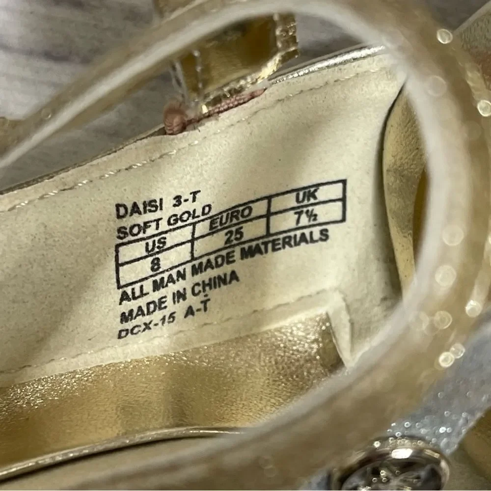 Michael Kors Toddler‎ Size 8 Girls Gold Silver Pink Glitter Strappy Sandals
